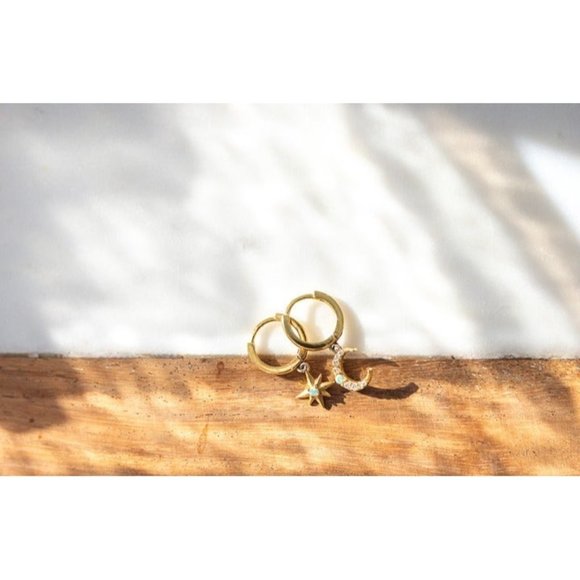 Opal Stud Earrings North Star gold studs dainty opal earrings October Birthstone - Picture 7 of 11